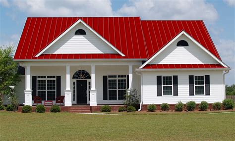 red house black metal roof|rustic red metal roofing.